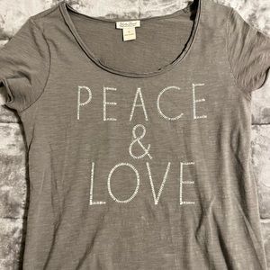 Lucky Brand “Peace & Love” Women’s Embroidered T-Shirt